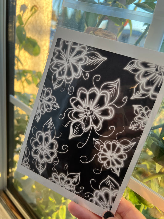 Black and White Flowers Print