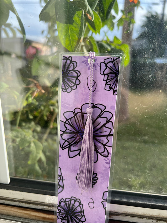 Purple Flowers Bookmark - NO CHARM